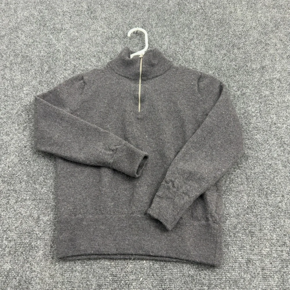 J Crew Sweater Mens M Grey Merino Wool Quarter Zip Slim Fit Casual Preppy